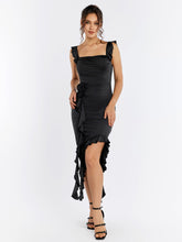 Fly Sleeve Embellished Flower Asymmetrical Hem Dress